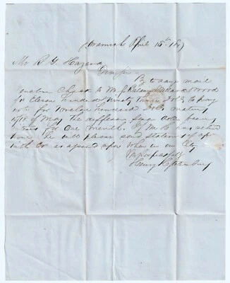 Carta RARA Firmada Diplomático Confederado Jeff Davis Amigo - Henry Stotesbury 1847 Foto 1 de 4