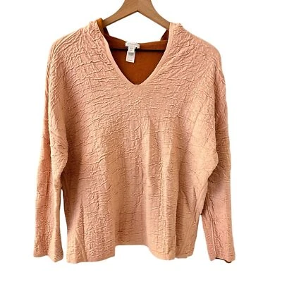 Sudadera con Capucha J. Jill Reversible Rosa Pálido y Marrón Texturizada Talla L Pequeña Foto 1 de 4