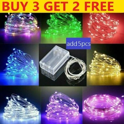 Battery Operated LED Fairy Lights, 2M 5M 10M Xmas String Lights Party Wedding UK - Image 1 of 4