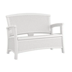 Suncast Outdoor Bench 47 " W, Portable Plastic Frame Fade Resistant In White - Picture 1 of 7