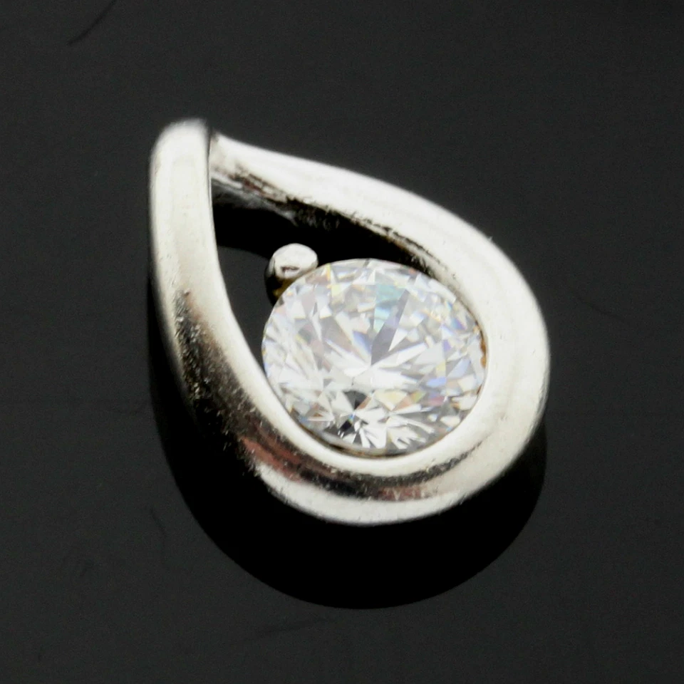 Elegante Colgante Deslizante Oro Blanco Blanco C/Z de 9 quilates - Hecho en el Reino Unido Foto 1 de 1