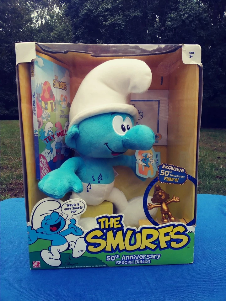 Smurfs 50th Anniversary Special Edition 12" Plush DVD 1st Sketch & Gold Figure