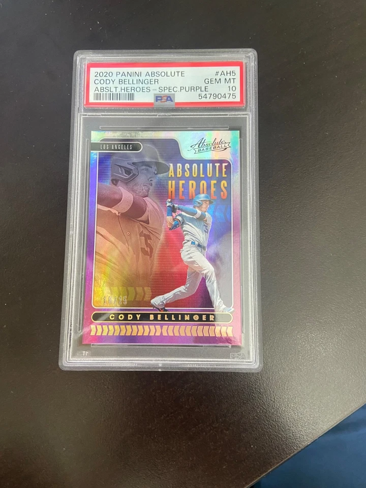 2020 Panini Cody Bellinger Absolute Heroes Purple Spectrum /25 Graded PSA 10 - Image 1 of 2