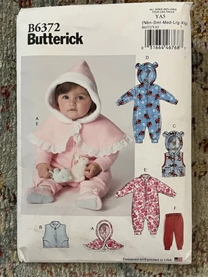 Butterick Pattern - Infants' Cape, Vest, Bunting, & Pants (NB-XLG) #B6372 - UC - Image 1 of 4