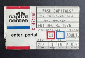 Vintage 1976 NHL Philadelphia Flyers vs Washington Capitals Ticket Stub 12/3/76 - Picture 1 of 2