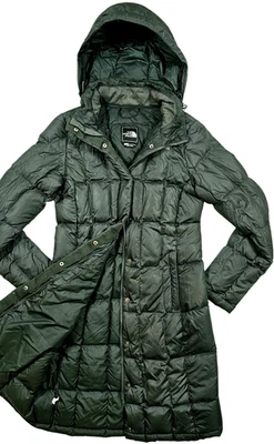 *LO ÚLTIMO Abrigo Para Mujer THE NORTH FACE @ 550 PLUMÓN CAPUCHA ACOLCHADA ACOLCHADA HASTA LA RODILLA GRIS S Foto 1 de 4