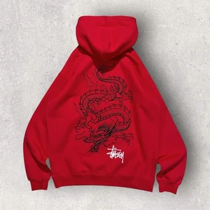 Stussy Dragon Hoodie Size Medium Red - Picture 1 of 7