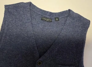 Gilet uomo Singer and Sargent taglia M misto lana alpaca blu con bottoni - Foto 1 di 10