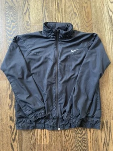 VTG Nike Dri-Fit Youth L (12-14) Reversible Black Jacket Hidden Hood Lightweight - Picture 1 of 10