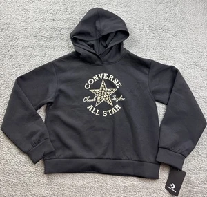 Converse Girl's Size XL Graphic Hoodie Sweatshirt Black - Picture 1 of 8