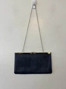 Bolso de Mano Vintage Etra Azul Cocodrilo Serpiente Cartera Cadena Plateada Bolso de Hombro - Imagen 1 de 9