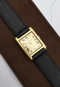 Vintage 1970s 18k Gold Corum Cartier Tank Style Wristwatch - Picture 1 of 12