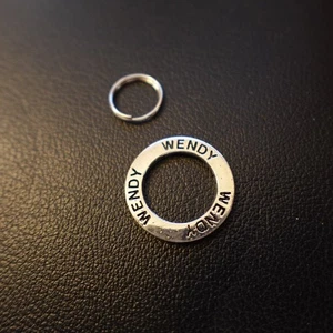 Wendy Personalized Charm Silver Tone Circle Ring Engraved Name Gift - Picture 1 of 5
