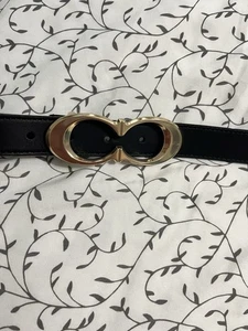 NWT Coach Signature Buckle Belt C1725 - 25 mm - Black & Gold - Lg  - Picture 1 of 3