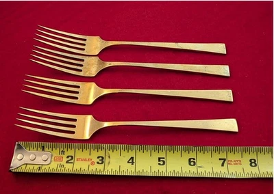 Lot Of 4 DIRILYTE DIRIGOLD EMPRESS Goldware Dinner Forks - Image 1 of 4