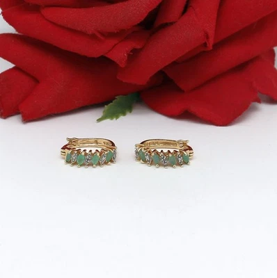 Ross SImons Vermeil Emerald Hoops  3.65g Pierced Earrings CAT RESCUE - Image 1 of 2