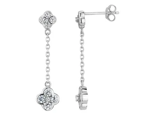1/2 Carat (ctw) White Topaz Flower Earrings in Sterling Silver - Picture 1 of 1