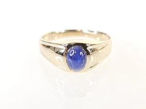 10K Yellow Gold APX 1 CTW Oval Star Sapphire Ring SZ 12 (AM1085475) - Picture 1 of 7