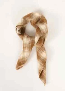$30 Joyfolie Chelsea Hair Scarf | Ochre Plaid | 20" x 20" - Picture 1 of 13