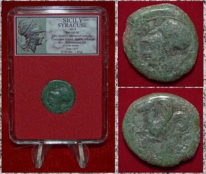 Moneda Griega Antigua SIRACUSA SICILIA Atenea e Hipocampo Bronce - Imagen 1 de 4