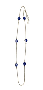 Talbots Cobalt Blue Enamel Quatrefoil & Gold Tone Station Necklace 35" Fashion - Picture 1 of 24