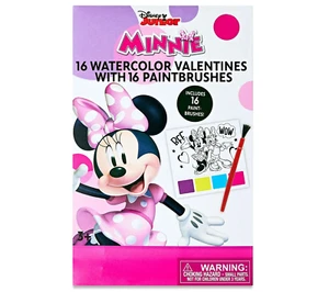 16x Disney Minnie Mouse Valentine Exchange Cards Watercolor Paint w/ Brushes - Picture 1 of 6