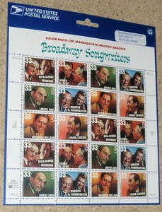 US 33¢ Broadway Songwriters 1998 Postage Stamp #3345-50 Full Sheet USPS Sealed - Picture 1 of 3