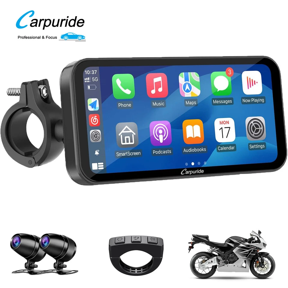 Carpuride W603D Wireless CarPlay Android Auto Wasserdichter Touchscreen für Moto - Bild 1 von 4