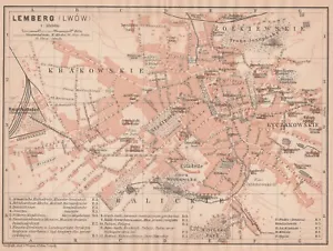 LVIV UKRAINE map 1900 ORIGINAL UKRAINE Galicia Львів Lemberg Lwow Poland - Picture 1 of 13