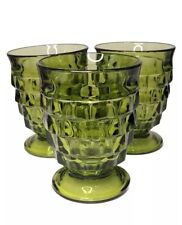 Vtg Fostoria Whitehall Cubist Footed Glass In Avacado Green. -Three Available!