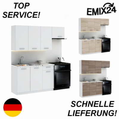 Küchenzeile 180cm Komplett Küchenblock Einbauküche Schrank Set verstellbare Füße - Bild 1 von 4