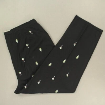 Pantalones de cóctel bordados Brooks Brothers para mujer talla 16 negros de algodón con cremallera lateral Foto 1 de 4