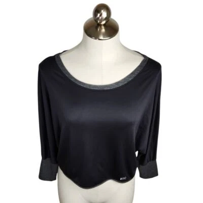 Top corto Splits59 cuello ancho negro gris para mujer Foto 1 de 4