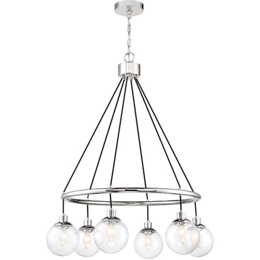 Craftmade Que 6 Light Chandelier, Chrome/Clear Seeded - 53326-CH - Image 1 of 1