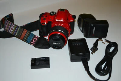 Pentax K-50 16.3MP Digital SLR Camera - RED with PENTAX AF-360 FGZ II FLASH  - Image 1 of 4