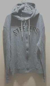 Pittsburgh Steelers Est. 1933 NFL Gray AFC Throwbacks Sewn Full Zip Hoodie - Picture 1 of 3