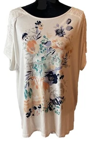 Chicos 3 US Größe XL/16 bunte Blumen Strass Spitze Top Bluse Boho Strand - Bild 1 von 10