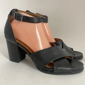 Clarks Artisan Sandal Women Sz 12M Black Leather Strappy Career Heels Open Toe - Picture 1 of 15