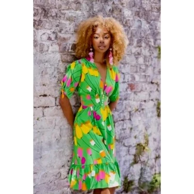 Новый с Ярлыками!! TRASHY DIVA от Candice Gwen Anastasia платье с оборками мод тюльпаны цветочный 4 - Изображение 1 из 4