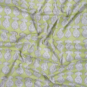 2.5 Yard Organic Cotton Hand Block Fabric Handmade Indian Natural Running Fabric - Picture 1 of 9