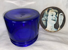 Vintage NOXZEMA? Cobalt Blue Glass Advertising Jar Lady with Hand Mirror, RARE