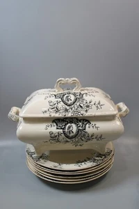 Rare - Eardley Spear Queen Victoria Jubilee pattern tureen, 6 rimmed soup bowls - Picture 1 of 18
