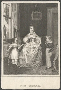 Ilustración original grabada en acero victoriano para mujer y niños - Imagen 1 de 1