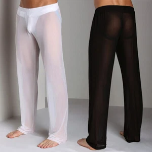 Men's Sheer See Through Mesh Underwear Sports Fitness Long Johns Pants Leggings - Picture 1 of 12