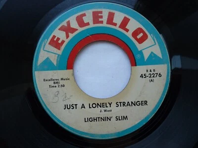 LIGHTNIN' SLIM 45 'JUST A LONELY STRANGER' USA EXCELLO RAW 1966 SWAMP BLUES VG  - Image 1 of 2