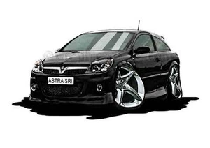 MK5 Astra H SRI caricatura negra coche dibujos animados estampado A4 - Imagen 1 de 1
