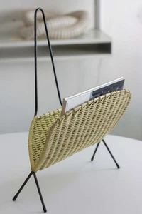 mid century Peacock Zeitungsständer Rattan Draht 50er 60er Jahre Zeitungshalter - Bild 1 von 7