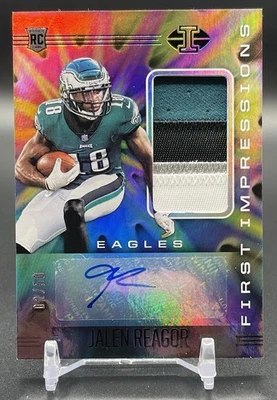 JALEN REAGOR | 2020 Illusions First Impressions | AUTO ROOKIE GAME PATCH /50 - Image 1 of 2