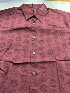 Structure Shirt Mens Extra Large Wine Short Sleeve Cotton Blend Button Front - Picture 1 of 8