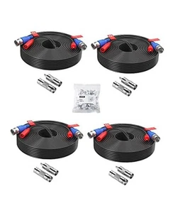  4 Pack 60Feet 18m All-in-One CCTV Video Power Cables, BNC Extension Wired - Picture 1 of 7